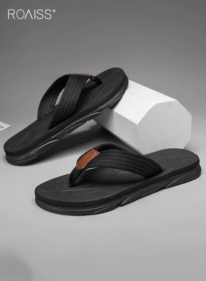 roaiss Men's All Match French Soft Slippers Versatile Flip-Flops for Beach and Outdoor Wear Non-slip Soles, Superior Comfort Casual Fashionable Black - Image 5